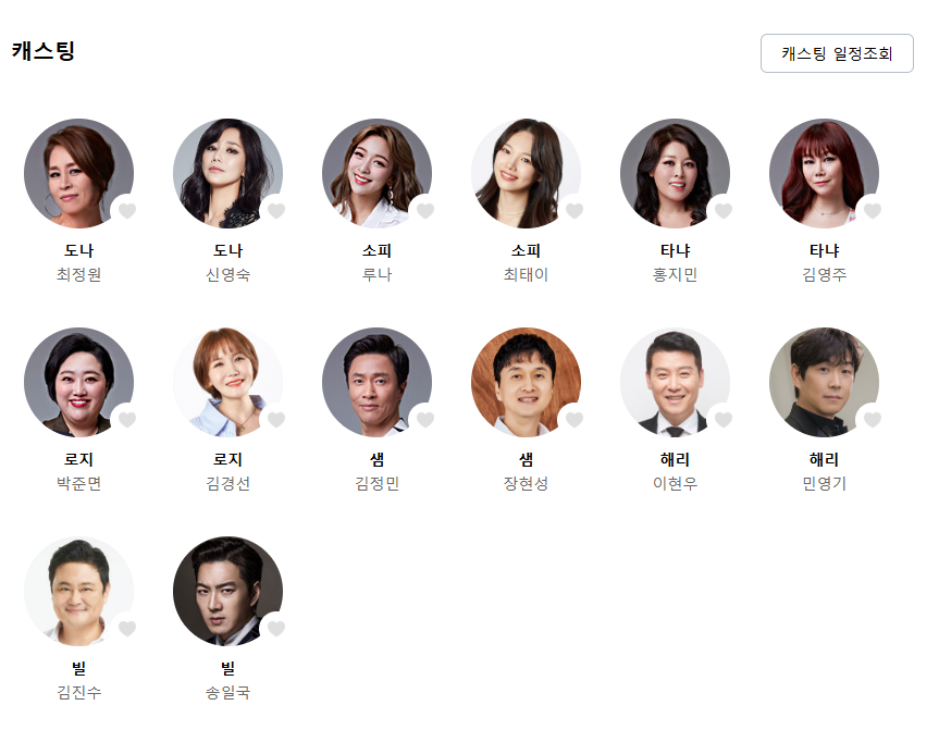 뮤지컬 맘마미아 광주 캐스팅