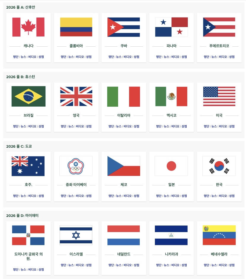 2026 WBC 중계 참여팀