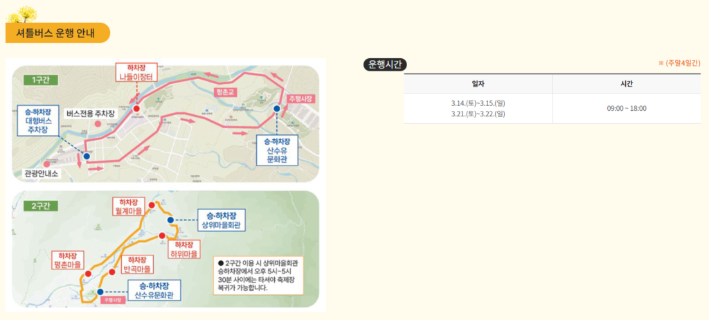 2026 구례 산수유꽃축제 셔틀버스