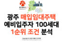 [임대료 30%] 광주 매입임대주택 예비입주자 100세대 1순위 조건 분석