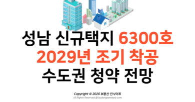 [성남 신규택지] 6300호 2029년 조기 착공 및 수도권 청약 전망